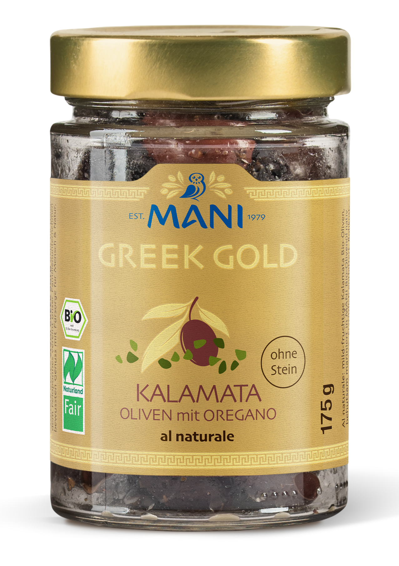 GREEK GOLD Kalamata Oliven mit Oregano al naturale ohne Stein