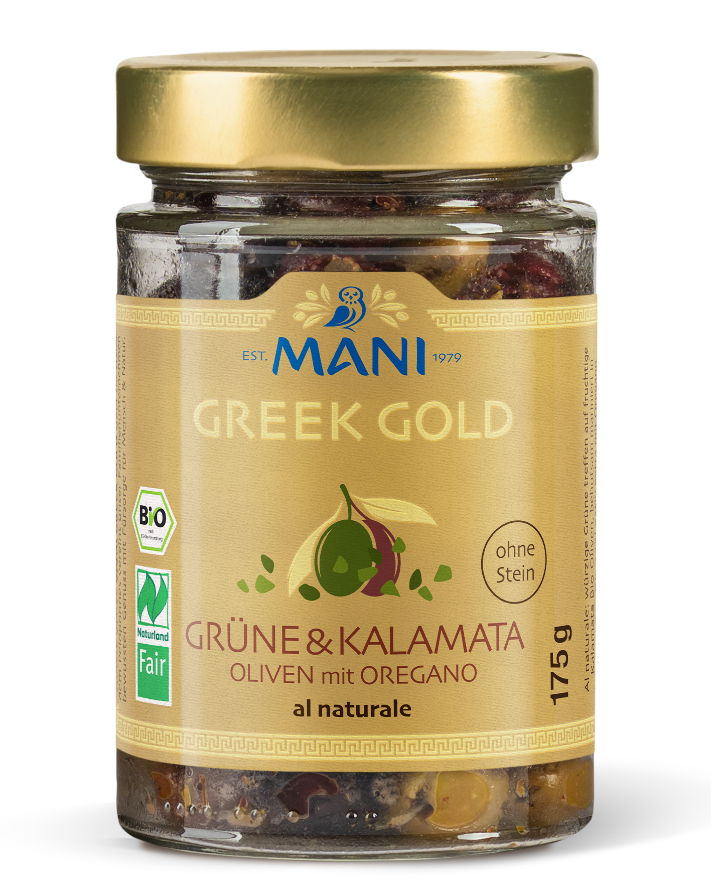 Greek Gold grüne und Kalamata Oliven mit Oregano al naturale, ohne Stein