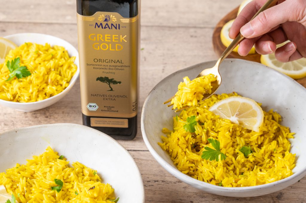 griechischer Zitronenreis mit Olivenöl